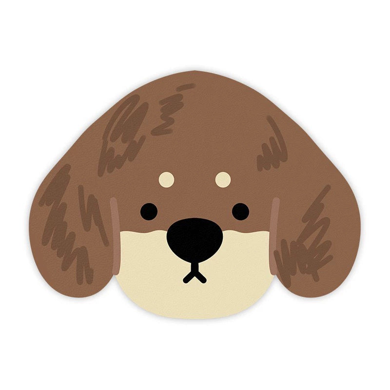 2 Pcs Style 11 Brown Puppy pattern Cartoon Pet Feeding Mat for Cats & Dogs - Absorbent Diatom Mud Splash-Proof Mat, Easy to Clean Tristar Online
