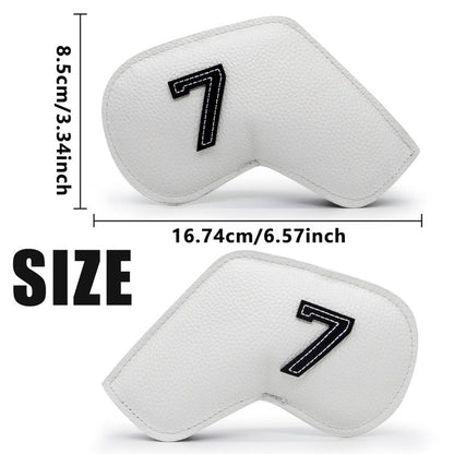 White Golf Iron Head Covers Set of 10 - Waterproof PU Leather Club Protectors with Embroidered Numbers (3-9, P, A, S) Tristar Online