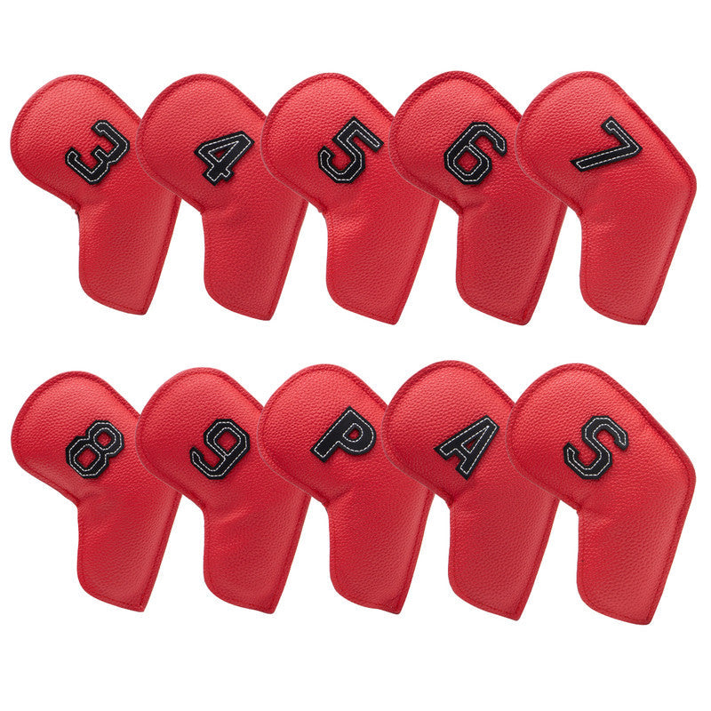Red Golf Iron Head Covers Set of 10 - Waterproof PU Leather Club Protectors with Embroidered Numbers (3-9, P, A, S) Tristar Online