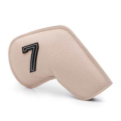 Beige Golf Iron Head Covers Set of 10 - Waterproof PU Leather Club Protectors with Embroidered Numbers (3-9, P, A, S) Tristar Online