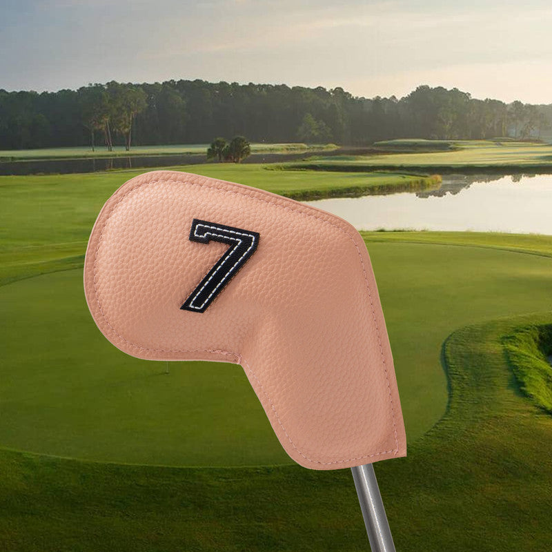 Khaki Golf Iron Head Covers Set of 10 - Waterproof PU Leather Club Protectors with Embroidered Numbers (3-9, P, A, S) Tristar Online
