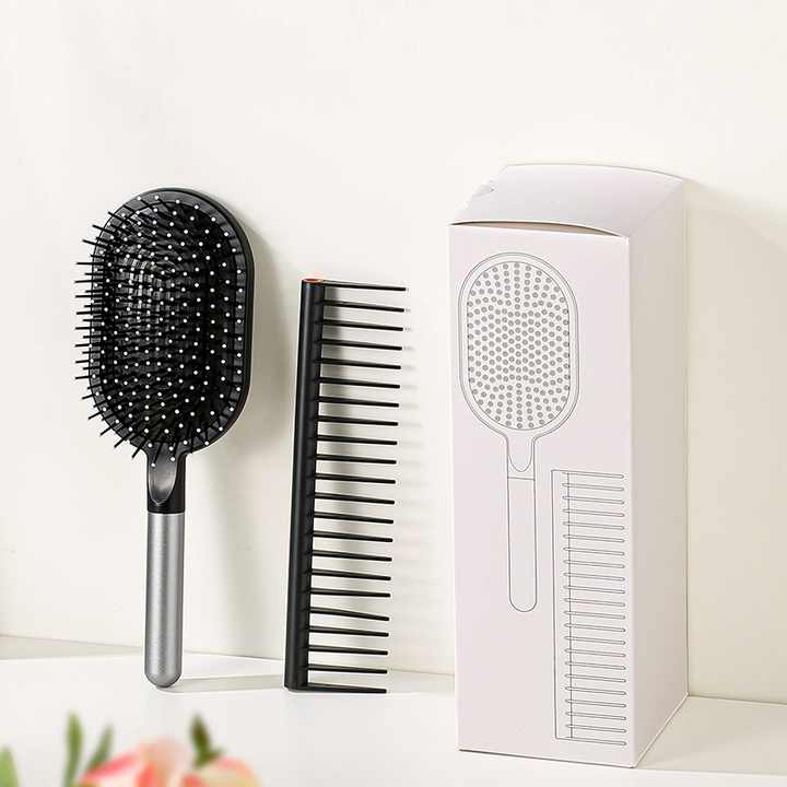 Rose Red Air Cushion Massage Paddle Brush & Wide Tooth Comb Set - Gentle Detangling for All Hair Types Tristar Online