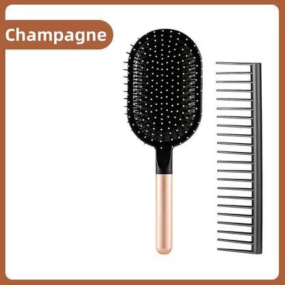 Champagne Air Cushion Massage Paddle Brush & Wide Tooth Comb Set - Gentle Detangling for All Hair Types Tristar Online