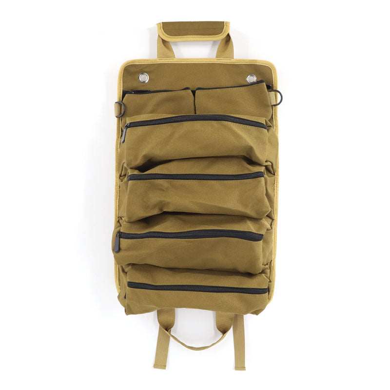 Khaki Heavy Duty Roll-Up Tool Bag Organizer - Waterproof Oxford Fabric Pouch with Multiple Pockets Tristar Online