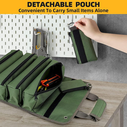 Khaki Heavy Duty Roll-Up Tool Bag Organizer - Waterproof Oxford Fabric Pouch with Multiple Pockets Tristar Online
