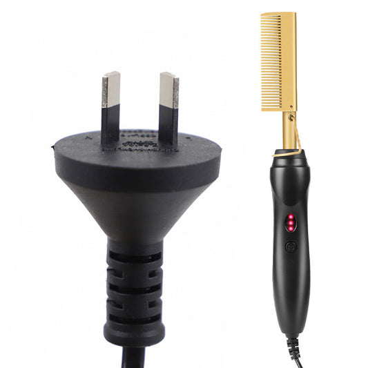 Gold and Black Electric Hot Comb Hair Straightener - Fast Heating Styling Tool with 3 Temp Settings & Anti-Scald Guard Tristar Online
