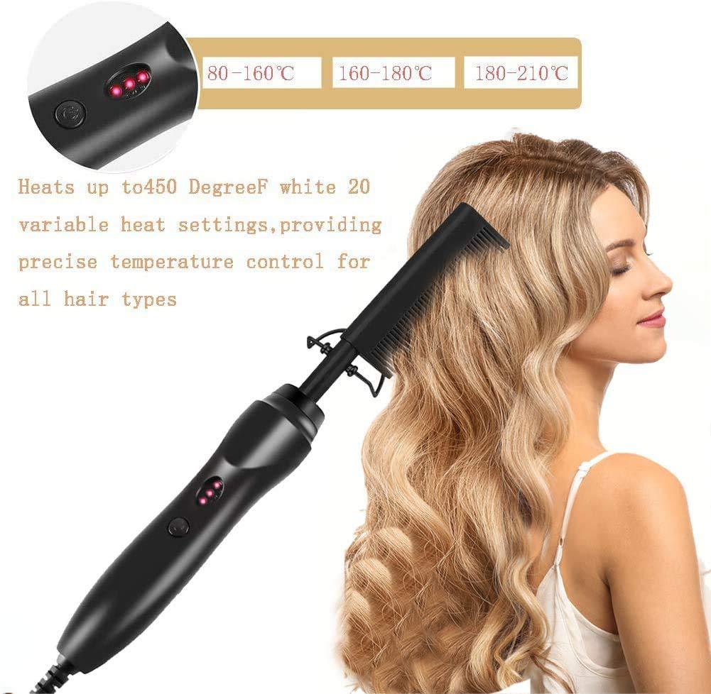 Rose Red And Black Electric Hot Comb Hair Straightener - Fast Heating Styling Tool with 3 Temp Settings & Anti-Scald Guard Tristar Online