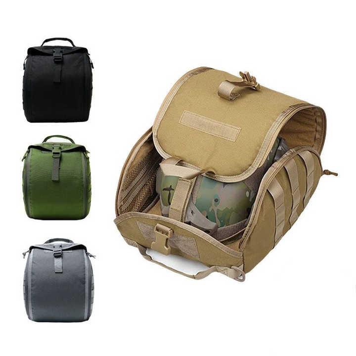 Black Tactical Helmet Bag & Utility Pouch - Padded MOLLE Gear Storage Carrier Tristar Online