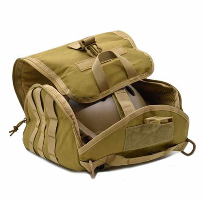 Khaki Tactical Helmet Bag & Utility Pouch - Padded MOLLE Gear Storage Carrier Tristar Online