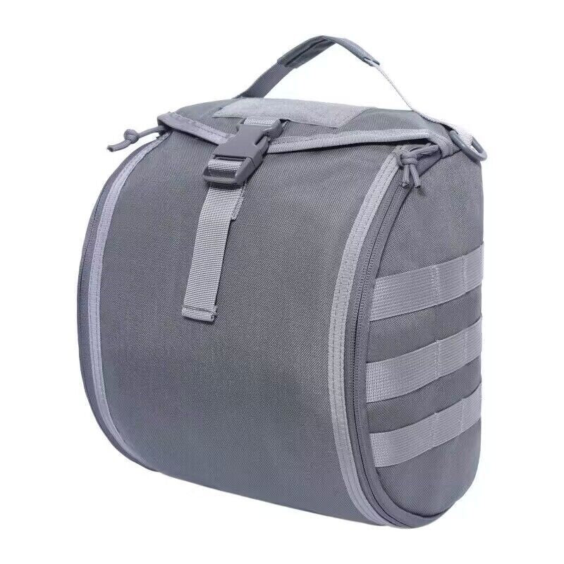 Grey Tactical Helmet Bag & Utility Pouch - Padded MOLLE Gear Storage Carrier Tristar Online