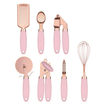 Pink And Rose Gold 7-Piece Kitchen Gadget Set - Stainless Steel Utensils with Comfort Grip Handles Tristar Online