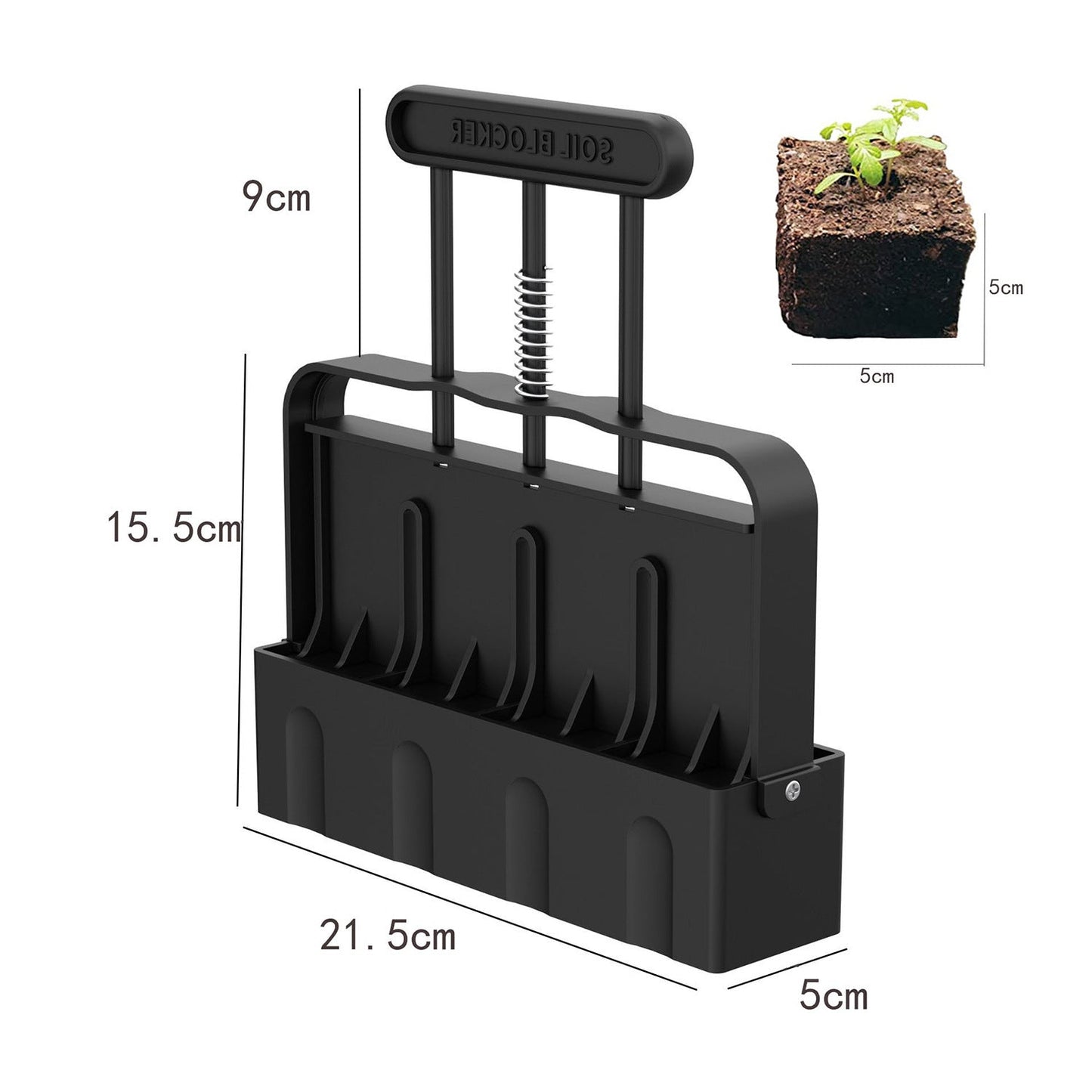 Black Manual Soil Blocker Tool - 5 x 5cm Block Maker for Seed Starting Tristar Online
