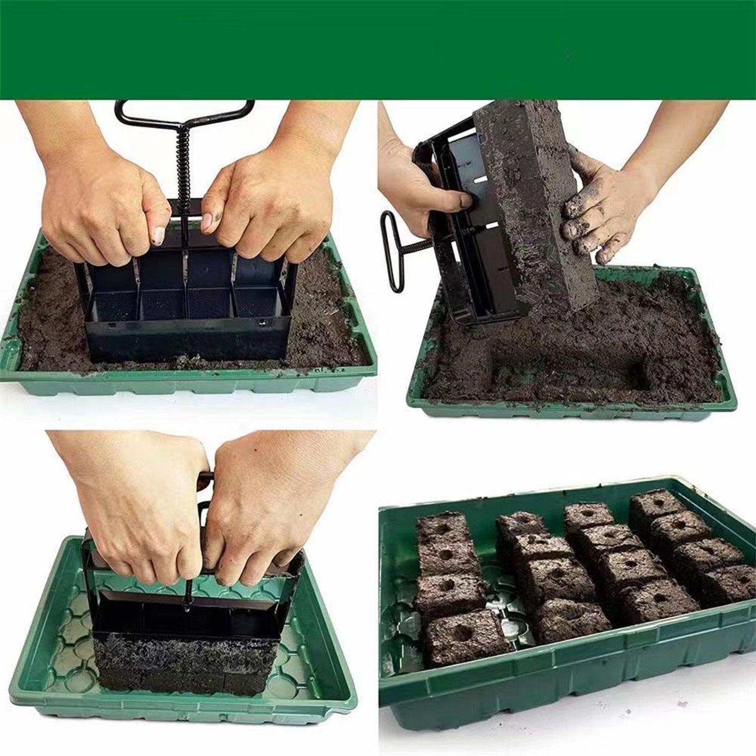 Black Manual Soil Blocker Tool - 5 x 5cm Block Maker for Seed Starting Tristar Online