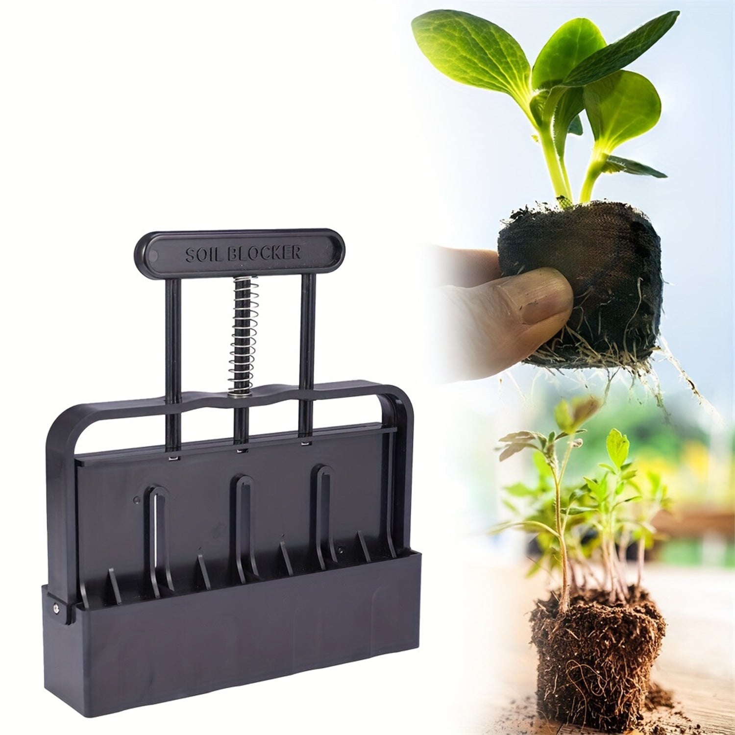 Black Manual Soil Blocker Tool - 5 x 5cm Block Maker for Seed Starting Tristar Online