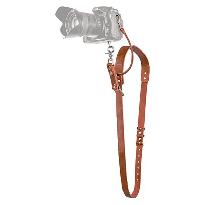 Brown Adjustable Genuine Leather Camera Strap - Crossbody Shoulder Sling for DSLR/SLR(The camera is a prop and is not included) Tristar Online