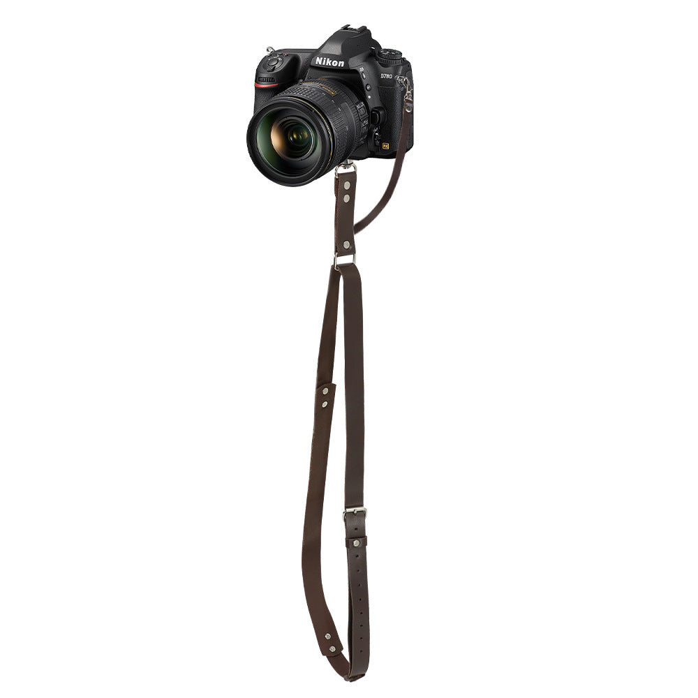 Brown Adjustable Genuine Leather Camera Strap - Crossbody Shoulder Sling for DSLR/SLR(The camera is a prop and is not included) Tristar Online