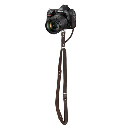 Black Adjustable Genuine Leather Camera Strap - Crossbody Shoulder Sling for DSLR/SLR(The camera is a prop and is not included) Tristar Online