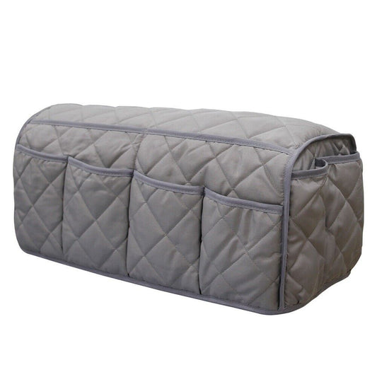 2 Pcs Grey Quilted Sofa Armrest Organizer Caddy - Multi-Pocket Remote Control Holder Bag Tristar Online