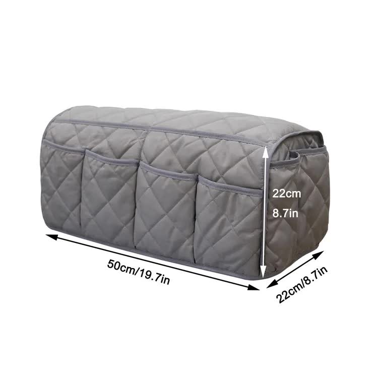2 Pcs Black Quilted Sofa Armrest Organizer Caddy - Multi-Pocket Remote Control Holder Bag Tristar Online
