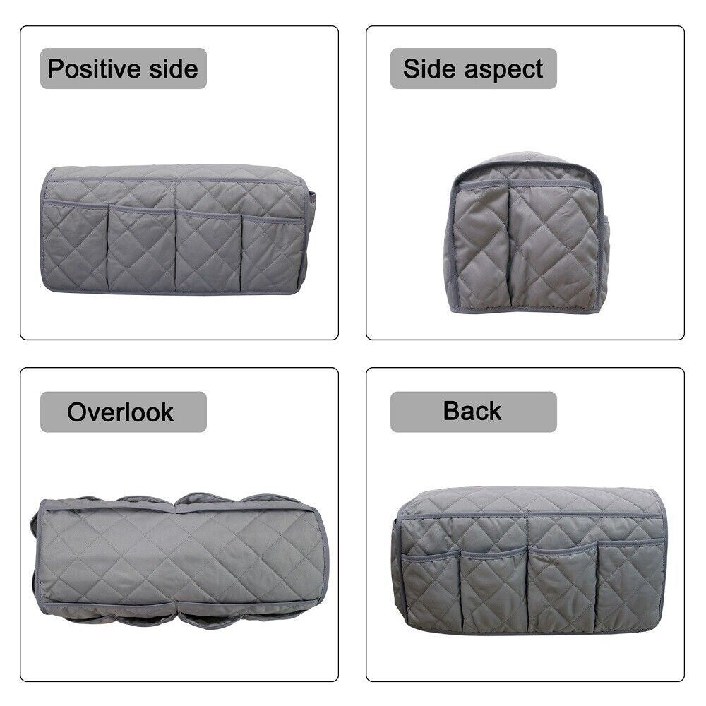 2 Pcs Blue Quilted Sofa Armrest Organizer Caddy - Multi-Pocket Remote Control Holder Bag Tristar Online