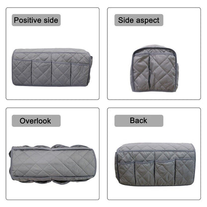 2 Pcs Blue Quilted Sofa Armrest Organizer Caddy - Multi-Pocket Remote Control Holder Bag Tristar Online