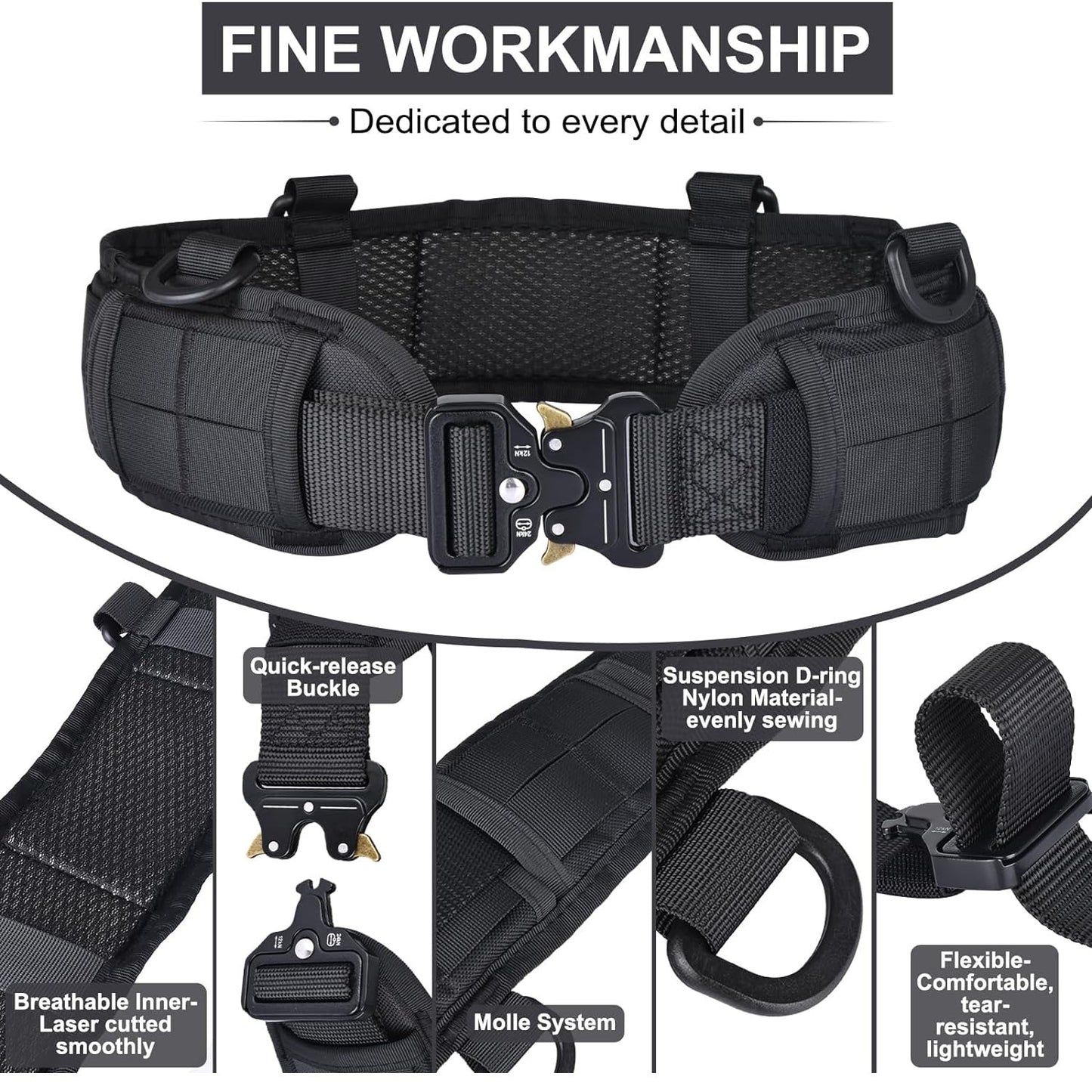 Green Adjustable Tactical Battle Belt Set - Padded MOLLE Outer & Nylon Inner Belt Tristar Online