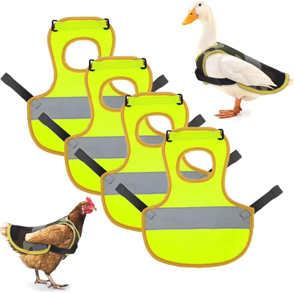 4 Pcs Fluorescent Green High Visibility Chicken & Duck Safety Vest - Reflective Poultry Jacket Tristar Online