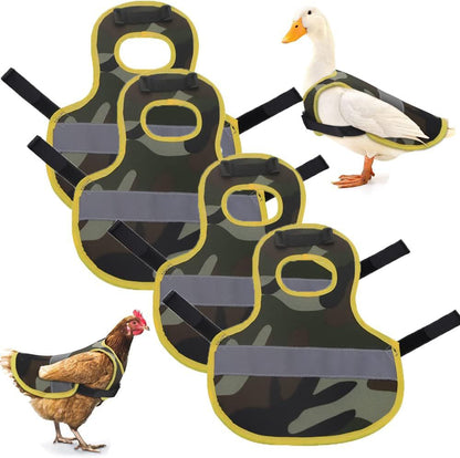 4 Pcs Camouflage Green High Visibility Chicken & Duck Safety Vest - Reflective Poultry Jacket Tristar Online