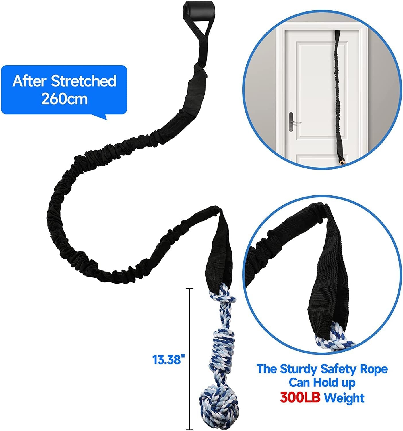 Black And Colored Cotton Balls Interactive Bungee Dog Tug Toy - Hanging Rope Ball for Solo Play & Exercise Tristar Online