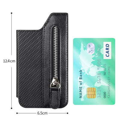 2 Pcs Black Multifunction Stick-On Phone Wallet - PU Leather Card Holder with Zipper & Flip Cover Tristar Online