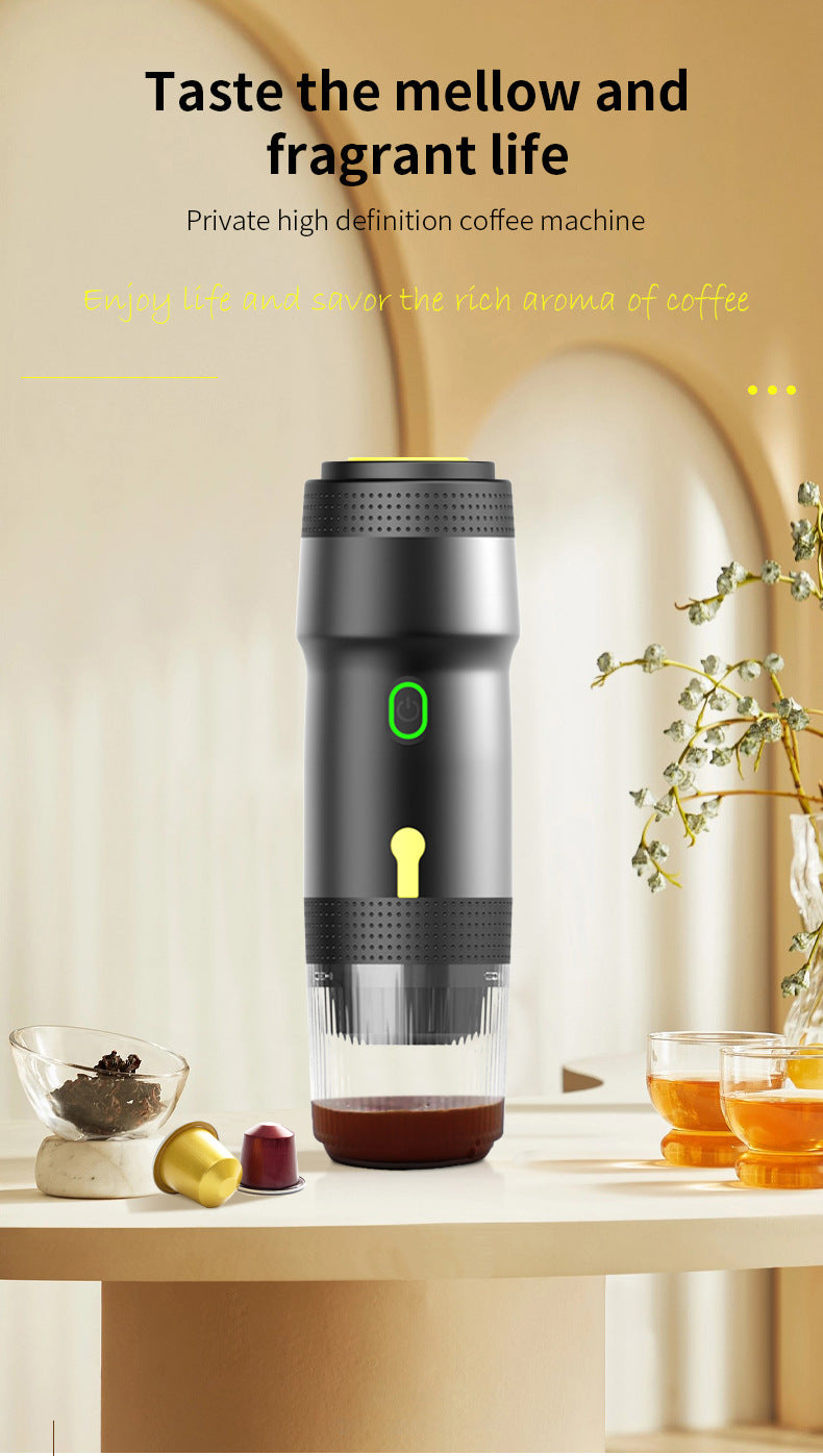 Silver 3-in-1 Portable Electric Espresso Maker - Rechargeable Travel Coffee Machine for Capsules & Ground Coffee Tristar Online