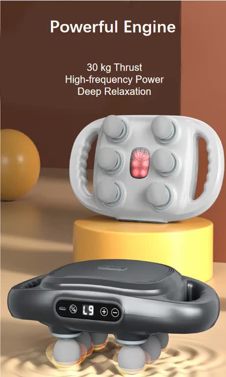 Dark Grey Advanced 6-Head Percussion Massager with Heat - Rechargeable Deep Tissue Muscle Relief Gun Tristar Online