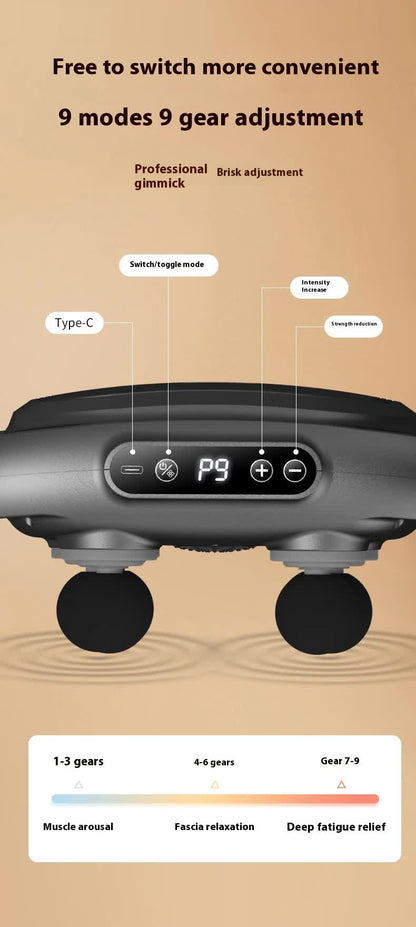 Dark Grey Advanced 6-Head Percussion Massager with Heat - Rechargeable Deep Tissue Muscle Relief Gun Tristar Online