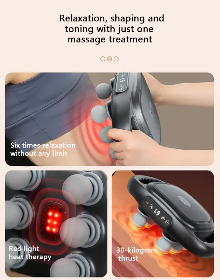 Dark Grey Advanced 6-Head Percussion Massager with Heat - Rechargeable Deep Tissue Muscle Relief Gun Tristar Online