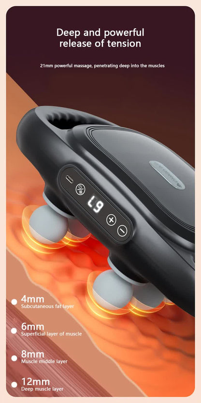 White Advanced 6-Head Percussion Massager with Heat - Rechargeable Deep Tissue Muscle Relief Gun Tristar Online