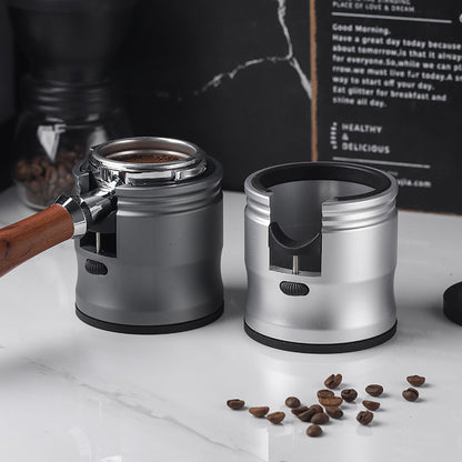 Silver Round Professional Aluminum Espresso Tamping Station - Adjustable Portafilter Holder Stand Tristar Online