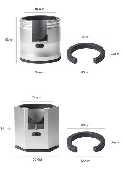 Silver Round Professional Aluminum Espresso Tamping Station - Adjustable Portafilter Holder Stand Tristar Online