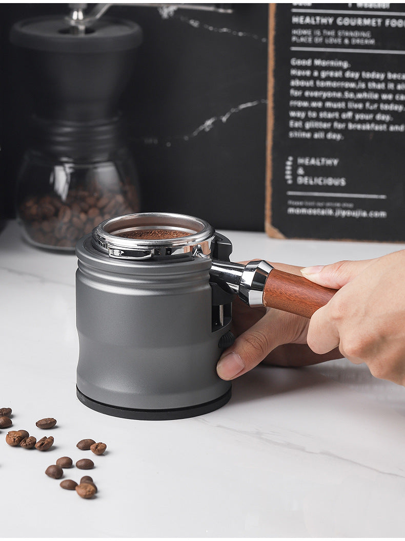 Silver Round Professional Aluminum Espresso Tamping Station - Adjustable Portafilter Holder Stand Tristar Online
