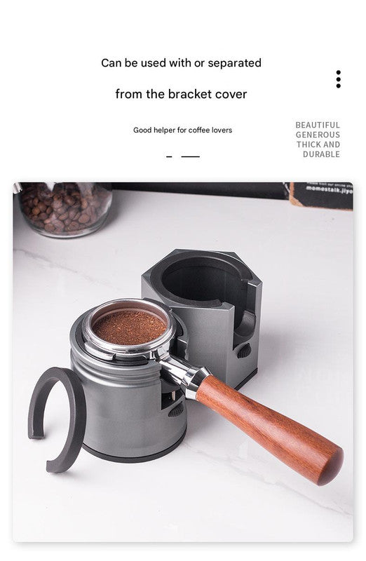 Silver Round Professional Aluminum Espresso Tamping Station - Adjustable Portafilter Holder Stand Tristar Online