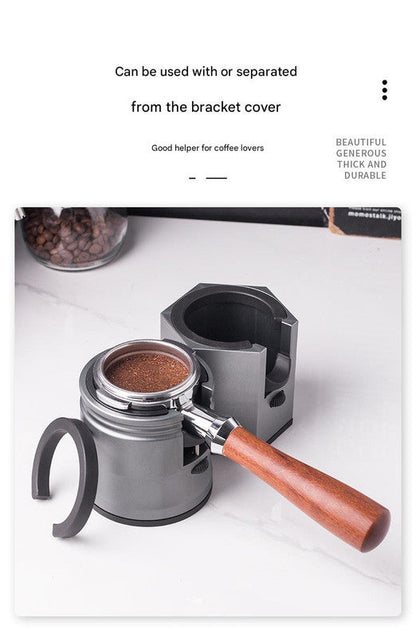 Dark Grey Round Professional Aluminum Espresso Tamping Station - Adjustable Portafilter Holder Stand Tristar Online