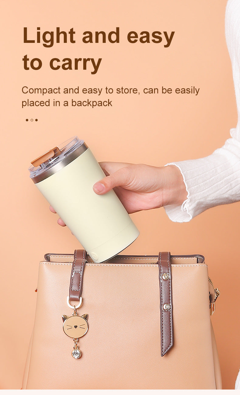 White 316 Stainless Steel Rechargeable Electric Self-Stirring Mug - 420ml Automatic Mixing Cup with Magnetic Rotor Tristar Online