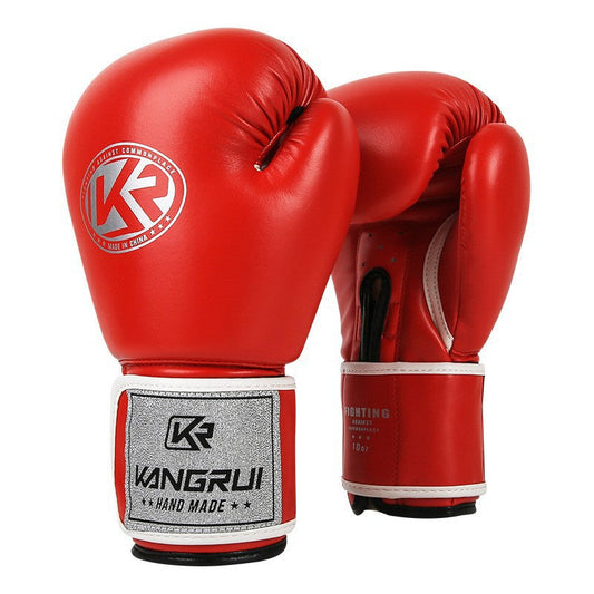 Red And Silver Durable 8oz PU Leather Boxing Gloves - Padded & Ventilated for Training Tristar Online