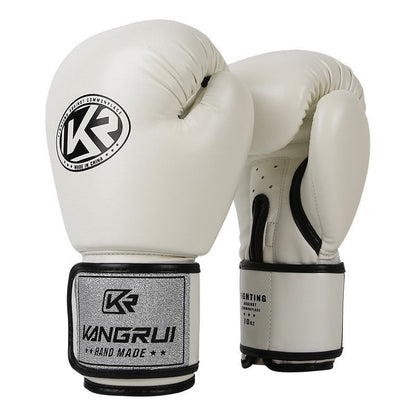 White And Silver Durable 8oz PU Leather Boxing Gloves - Padded & Ventilated for Training Tristar Online