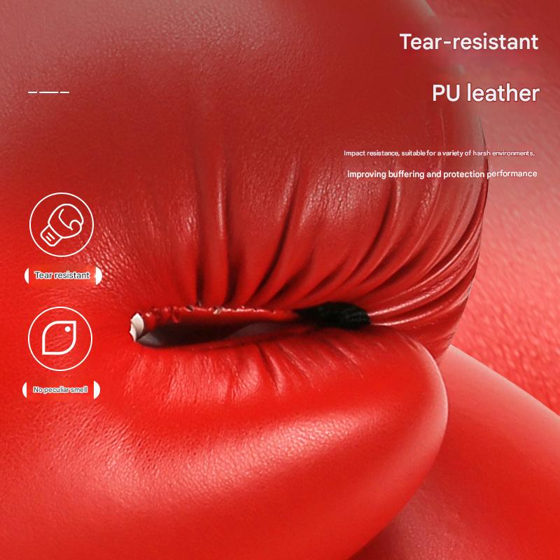 Red And Silver Durable 10oz PU Leather Boxing Gloves - Padded & Ventilated for Training Tristar Online