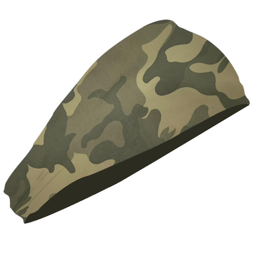 Camouflage Yellow 5-Pack Wide Sports Headbands for Women - Non-Slip Yoga Headwraps with Sweat-Wicking Fabric (88% Nylon+12% Spandex) Tristar Online