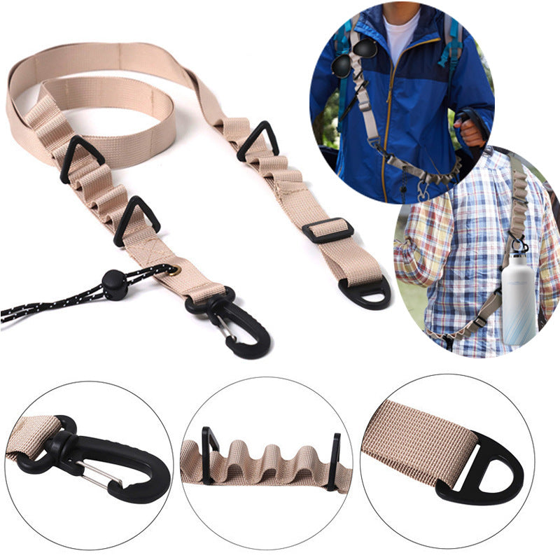 Khaki 4 PCS Heavy-Duty Outdoor Utility Strap - Multi-Purpose Camping Gear & Bottle Hanging Lanyard Tristar Online