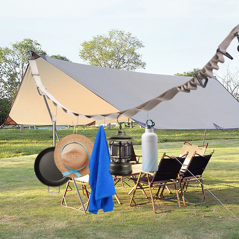 Khaki 4 PCS Heavy-Duty Outdoor Utility Strap - Multi-Purpose Camping Gear & Bottle Hanging Lanyard Tristar Online