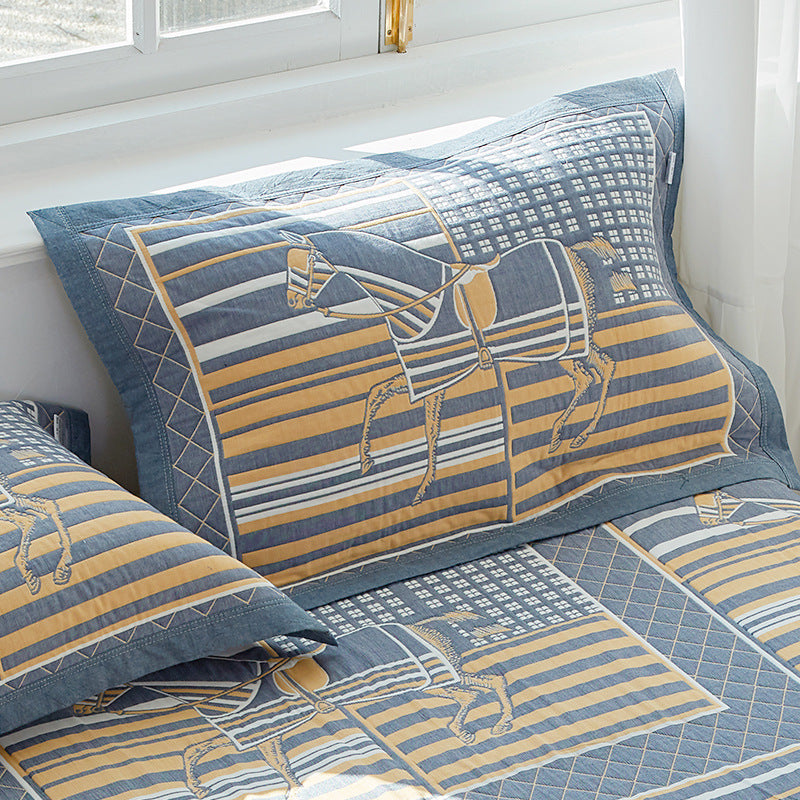 Horse Race Stallion Premium 6-Layer Cotton Gauze Pillowcase Pair - Ultra Soft & Breathable (56x80cm) Tristar Online