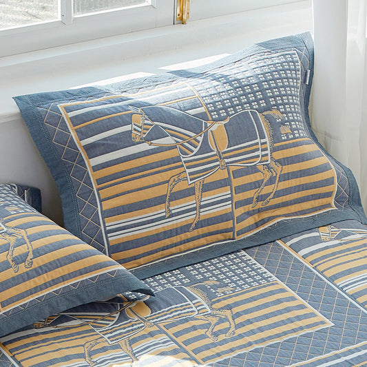 Horse Race Stallion Premium 6-Layer Cotton Gauze Pillowcase Pair - Ultra Soft & Breathable (56x80cm) Tristar Online