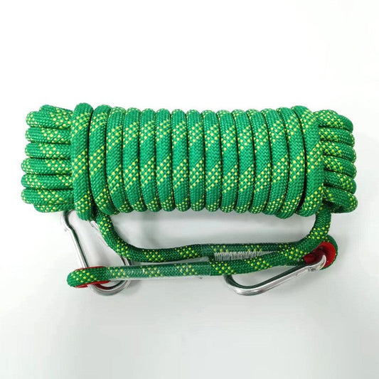 Green Polyester (for home use) Without Wire Core Heavy Duty Adjustable Clothesline Set (2 Pack) - 15 Steel Wire Core Nylon Rope with Hooks for Outdoor & Camping Tristar Online